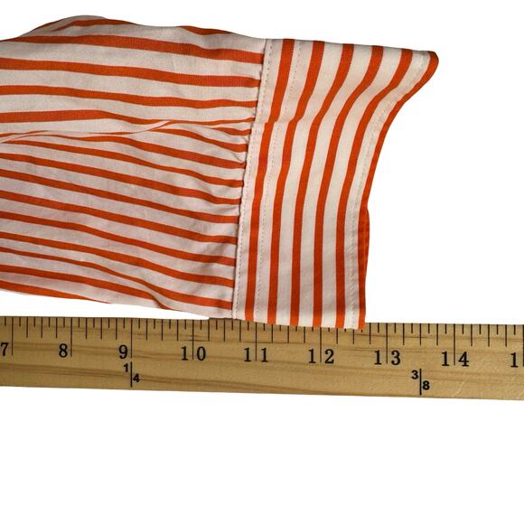 Lauren Ralph Lauren Striped Shirt P/S Orange White Anchor Crest Nautical Preppy - Picture 9 of 9
